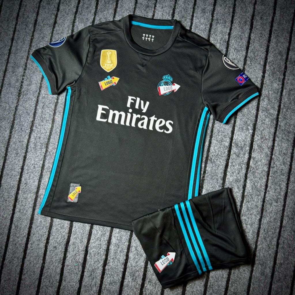 Bộ Quần Áo Bóng Đá CLB Real Madrid Sân Khách 2017 Vải Polyester Thái Cao Cấp
