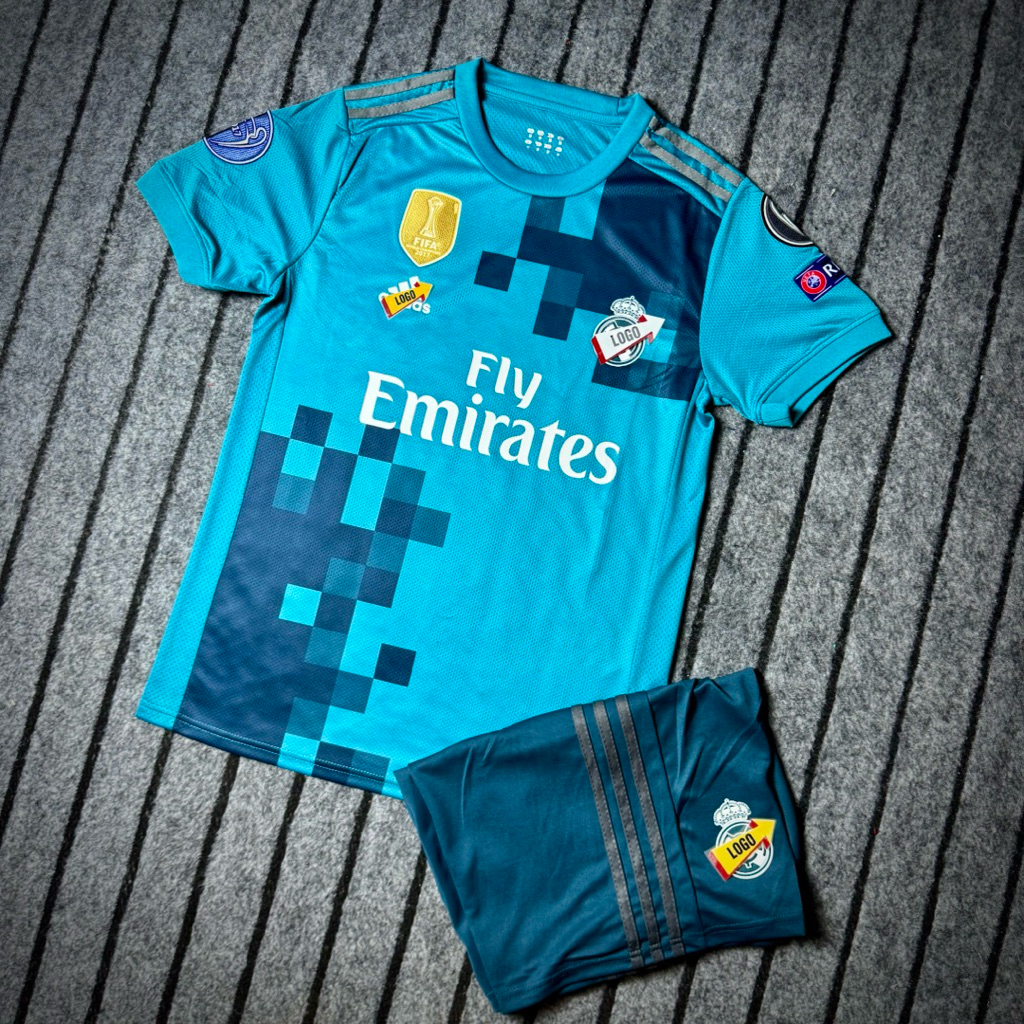 Bộ Quần Áo Đá Bóng Đá CLB Real Madrid 2017 Sân Khách Vải Polyester Thái Cao Cấp.