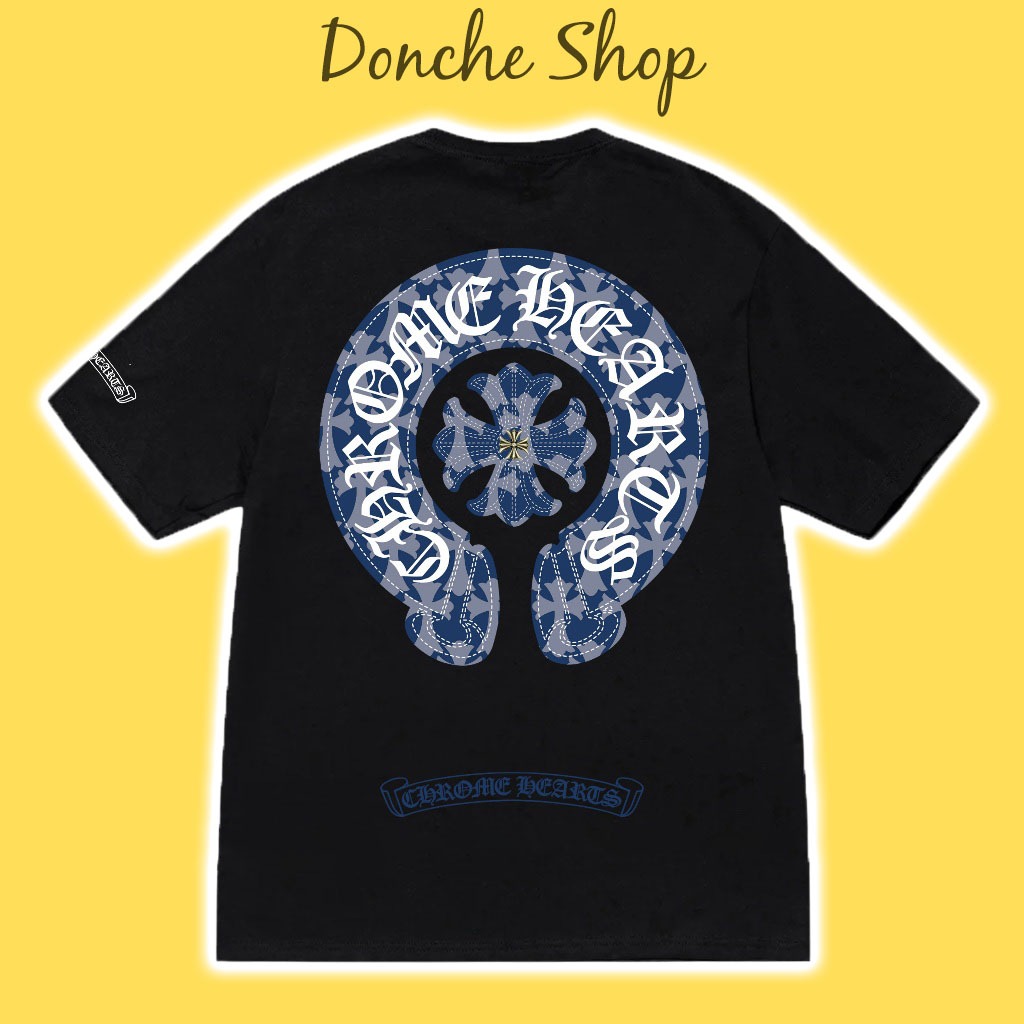 Áo Thun Chrome Hearts Thêu Xanh Form Unisex Nam Nữ Chất Cotton Cao Cấp Áo Phông Chrome 581247