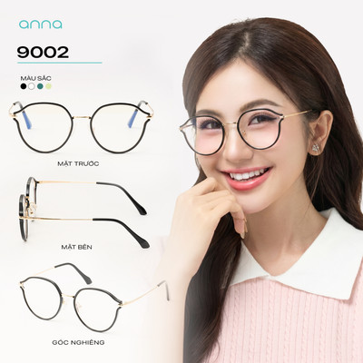 Kính mắt thời trang nữ ANNA dáng tròn chất liệu kim loại cá tính hiện đại OL 9002