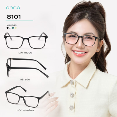 Kính mắt thời trang nam nữ ANNA dáng vuông basic chất liệu nhựa dẻo 8101