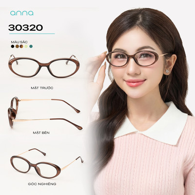 Gọng kính thời trang nữ ANNA chất liệu nhựa mix kim loại dáng oval cá tính 30320