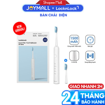 Bàn Chải Đánh Răng Điện LocknLock ENR331WHT 1500mAh, Hàng Chính Hãng, 4 Chế Độ Làm Sạch - JoyMall