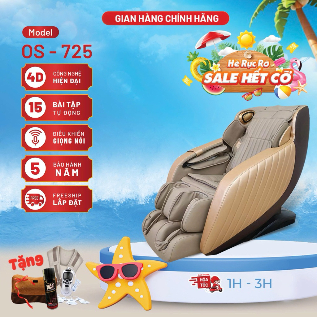 Ghế massage toàn thân 4D OS-725 điều kiển giọng nói tiếng việt