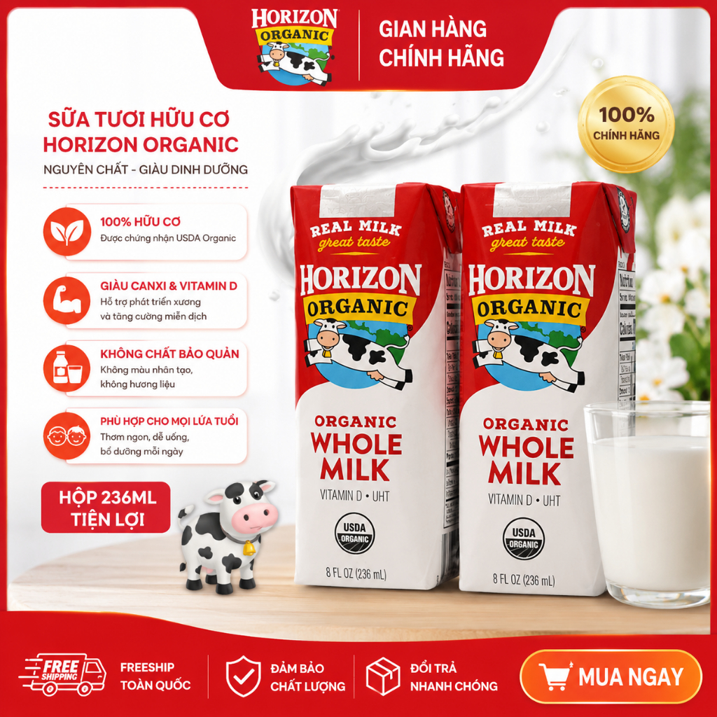 Sữa Tươi Dạng Nước Horizon Organic Mỹ 236ml Embott