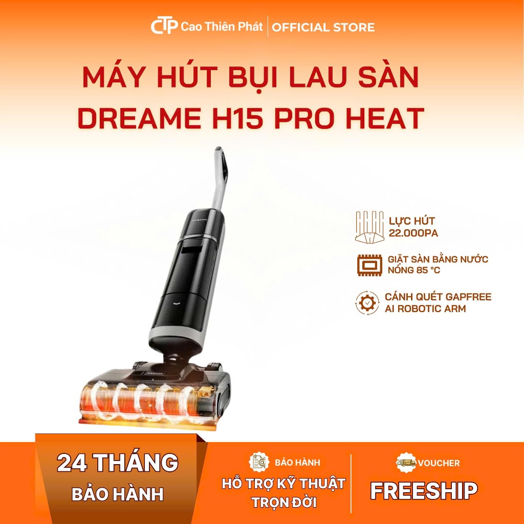 Máy Hút Bụi Lau Sàn Dreame H15 Pro Heat Cầm Tay Điều Khiển Qua Ứng Dụng BH 24 tháng