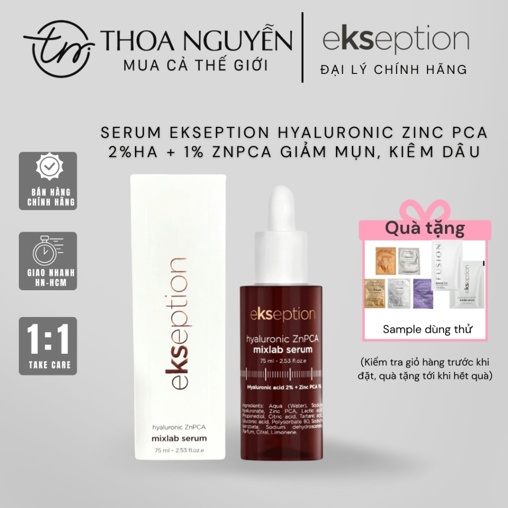 [HÀNG CÔNG TY] Serum Ekseption Hyaluronic Zinc PCA, HA + 1% ZnPCA giảm mụn, kiềm dầu