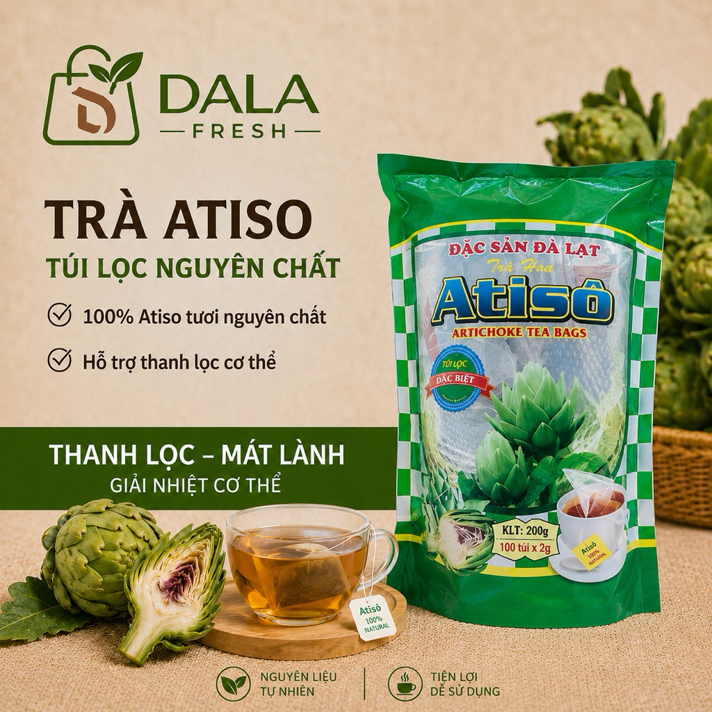 Trà Atiso Túi Lọc DL FRESH – Atiso Đà Lạt Nguyên Chất, Thơm Dịu Dễ Uống