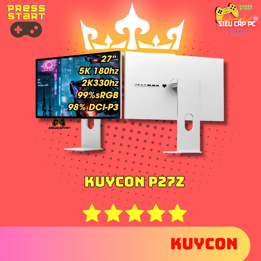 Màn Hình Gaming Kuycon P27Z 27 Inch 5K 330Hz Ultra Fast IPS | 1ms GTG | HDR | USB HUB Cao Cấp