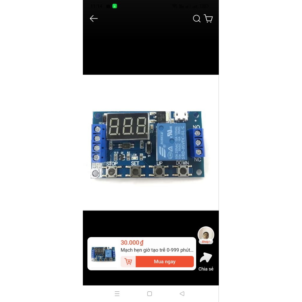 Mạch hẹn giờ tạo trễ 0-999 phút dùng Relay JZ-801/M421, Mạch hẹn giờ 5V-30V đóng ngắt thiết b