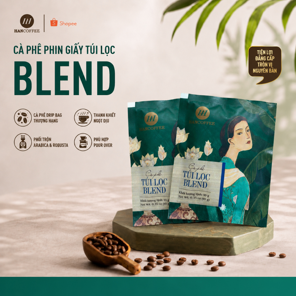 [Gói dùng thử]  Gói Lẻ Cà Phê Pha Phin Túi Lọc Blend Hancoffee