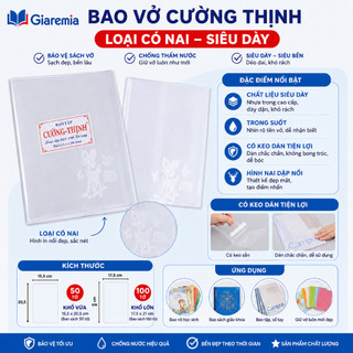 BAO VỞ / Bao Kiếng / Bọc Vở / Bìa Kiếng / Bọc Kiếng / Bao Tập Kiếng Có Keo Cường Thịnh Loại Có Nai, Siêu Dày