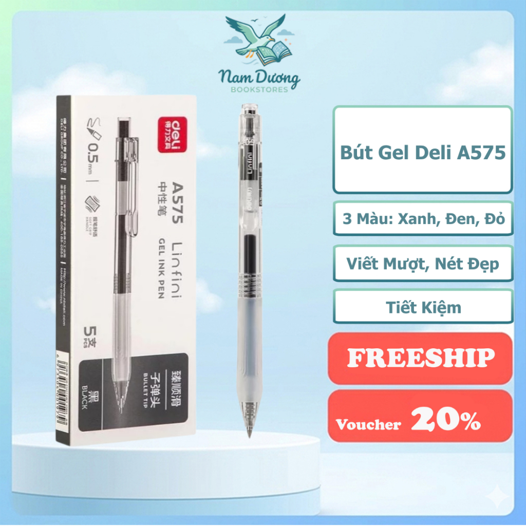 ✍️ Bút Gel Deli A575 & Ruột Bút Deli G97 – Viết Mượt, Nét Đẹp, Tiết Kiệm | Namduongbookstore