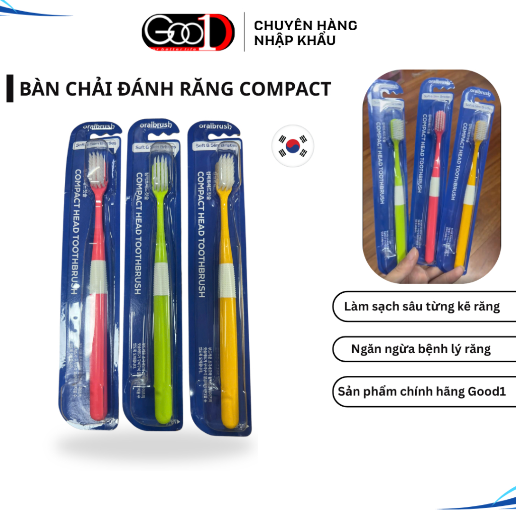 Bàn Chải Đánh Răng Compact Hàn Quốc Cao Cấp Làm Sạch Răng Miệng Hiệu Quả