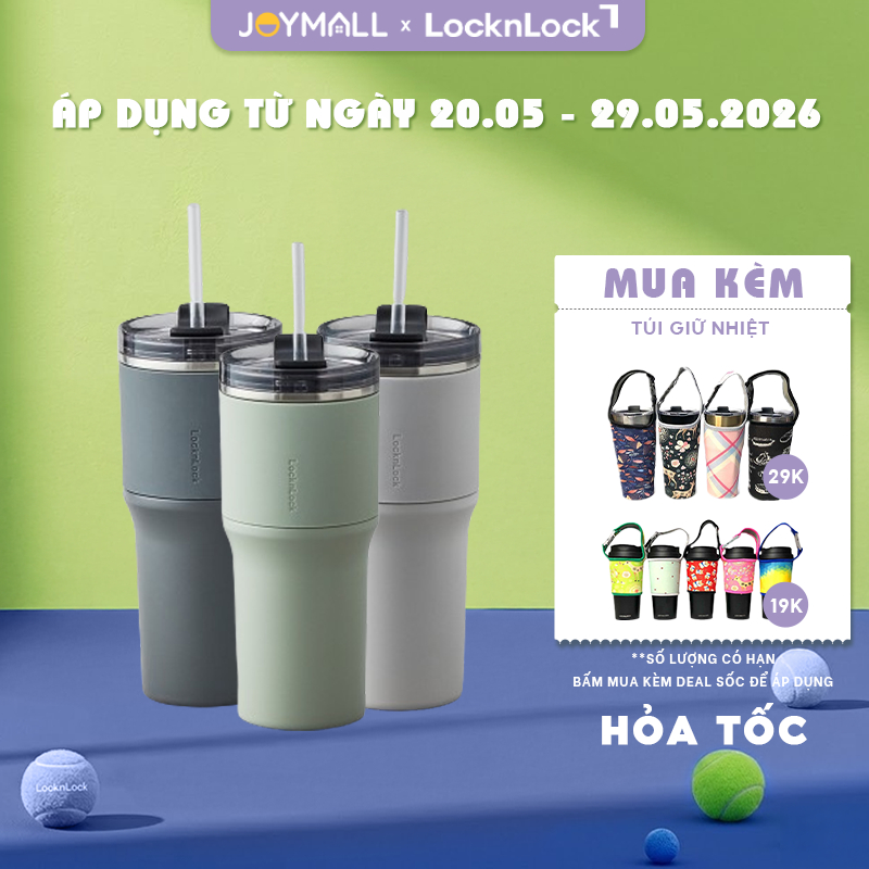 Ly giữ nhiệt LocknLock 650ml LHC4277S Metro Drive - Hàng chính hãng, kèm ống hút cọ rửa - JoyMall