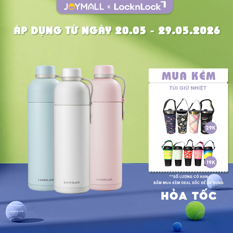 Bình giữ nhiệt LocknLock Belt Bottle LHC4267 490ml - Hàng chính hãng, thép không gỉ - JoyMall