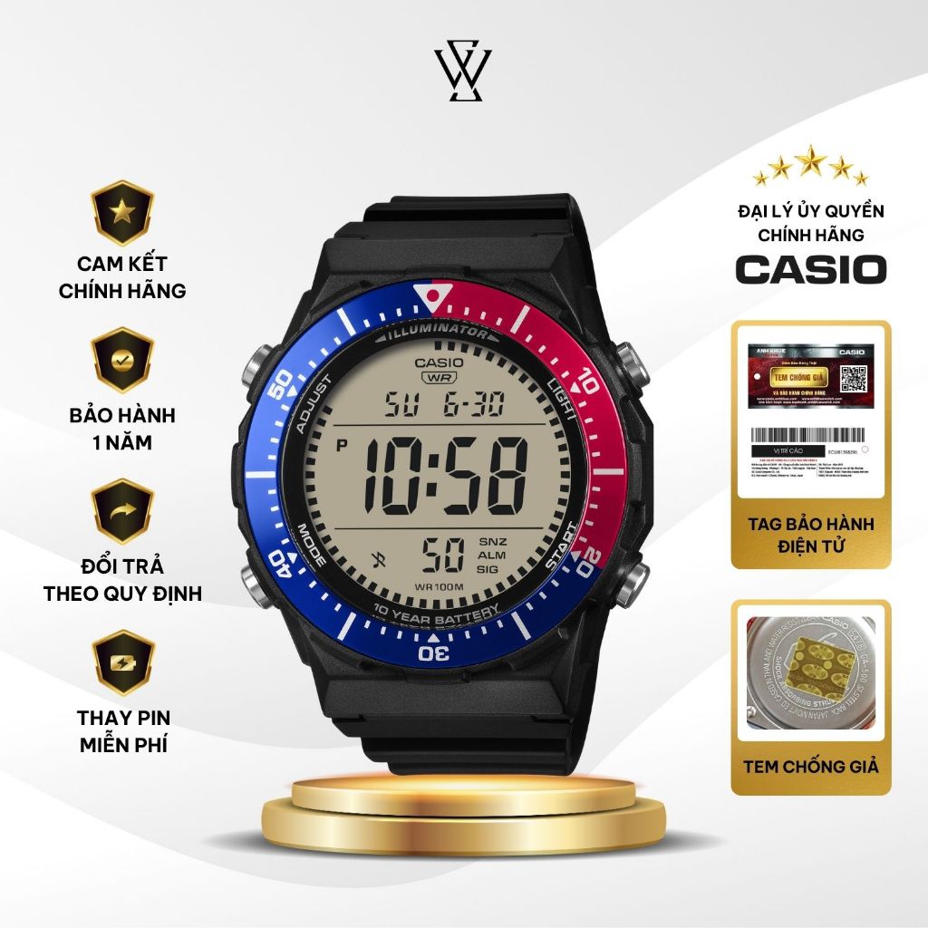 Đồng Hồ Điện Tử Nam Casio AE-1700H-1A2VDF  Mặt Kính Nhựa 47.3mm Chống Nước Dây Nhựa Chính Hãng