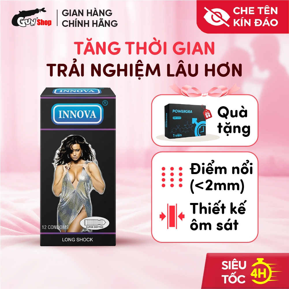 Bao cao su Innova Đen kéo dài thời gian, điểm nổi hộp 12 cái | GUNSHOP VIỆT NAM