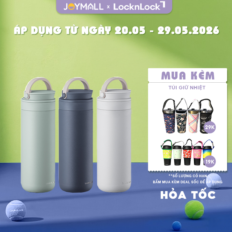 Bình giữ nhiệt LocknLock 475ml Metro Two Way LHC4274, Hàng chính hãng, có quai xách, 2 nắp - JoyMall