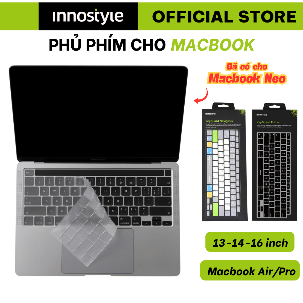 Phủ phím cho Macbook chính hãng Innostyle 13"/14"/16" M1 M2.../Neo chống trầy xước tốt, bảo vệ phím | BigBuy360 - bigbuy360.vn