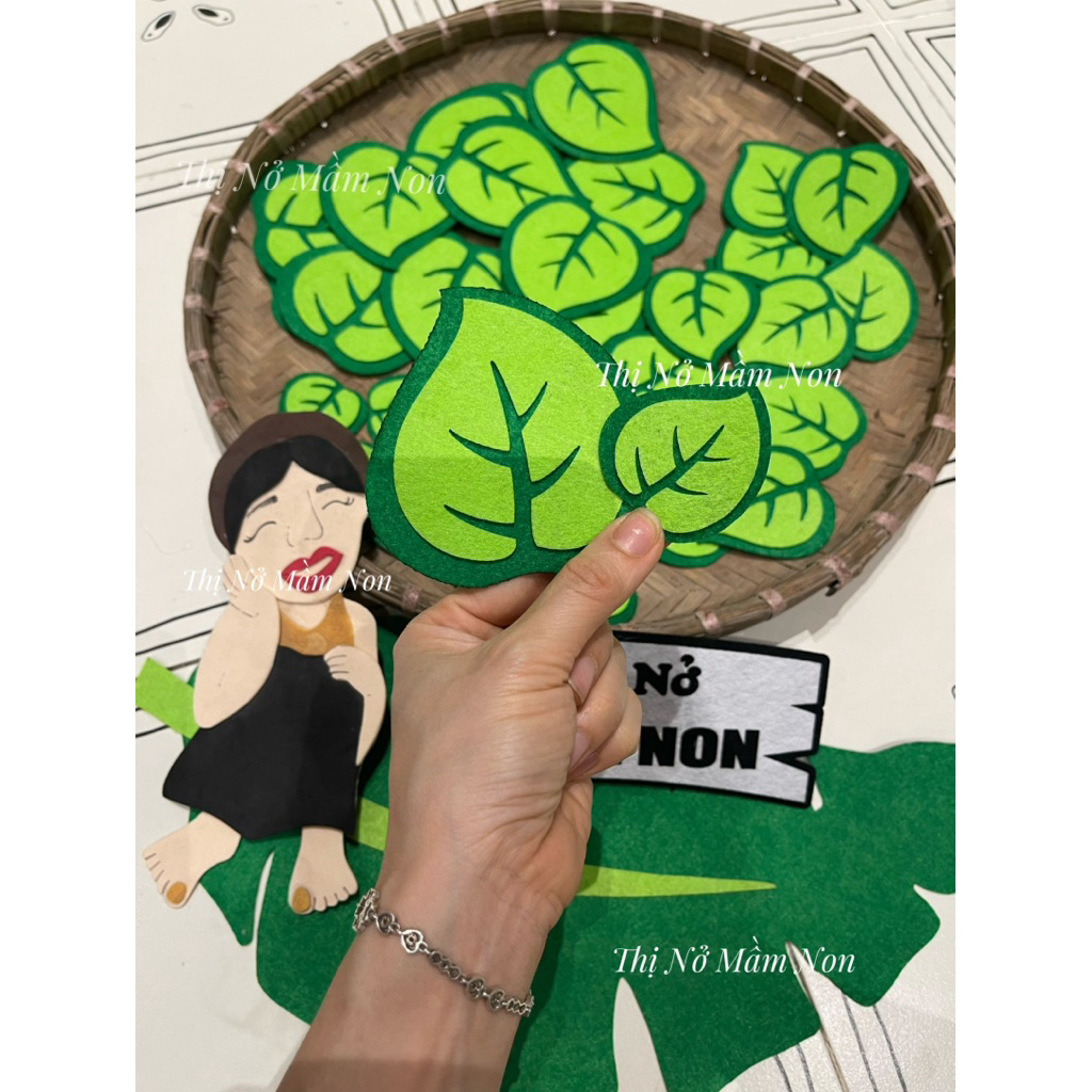 Lá trầu bà vải nỉ trang trí mầm non