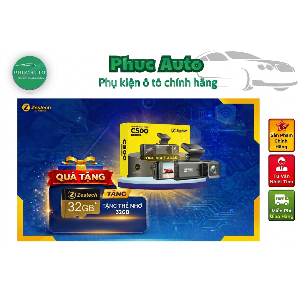Cam hành trình C500 ADAS, Cam hành trình 4K nét nhất 2026, tích hợp AI ADAS, ghi hình 24/24 (Tặng th