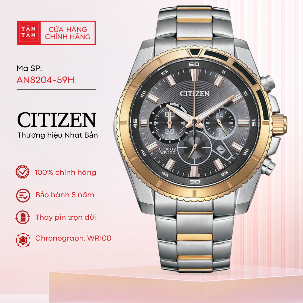 Đồng Hồ Nam Citizen Chronograph AN8204-59H Quartz 46.5mm - Đồng Hồ Tân Tân