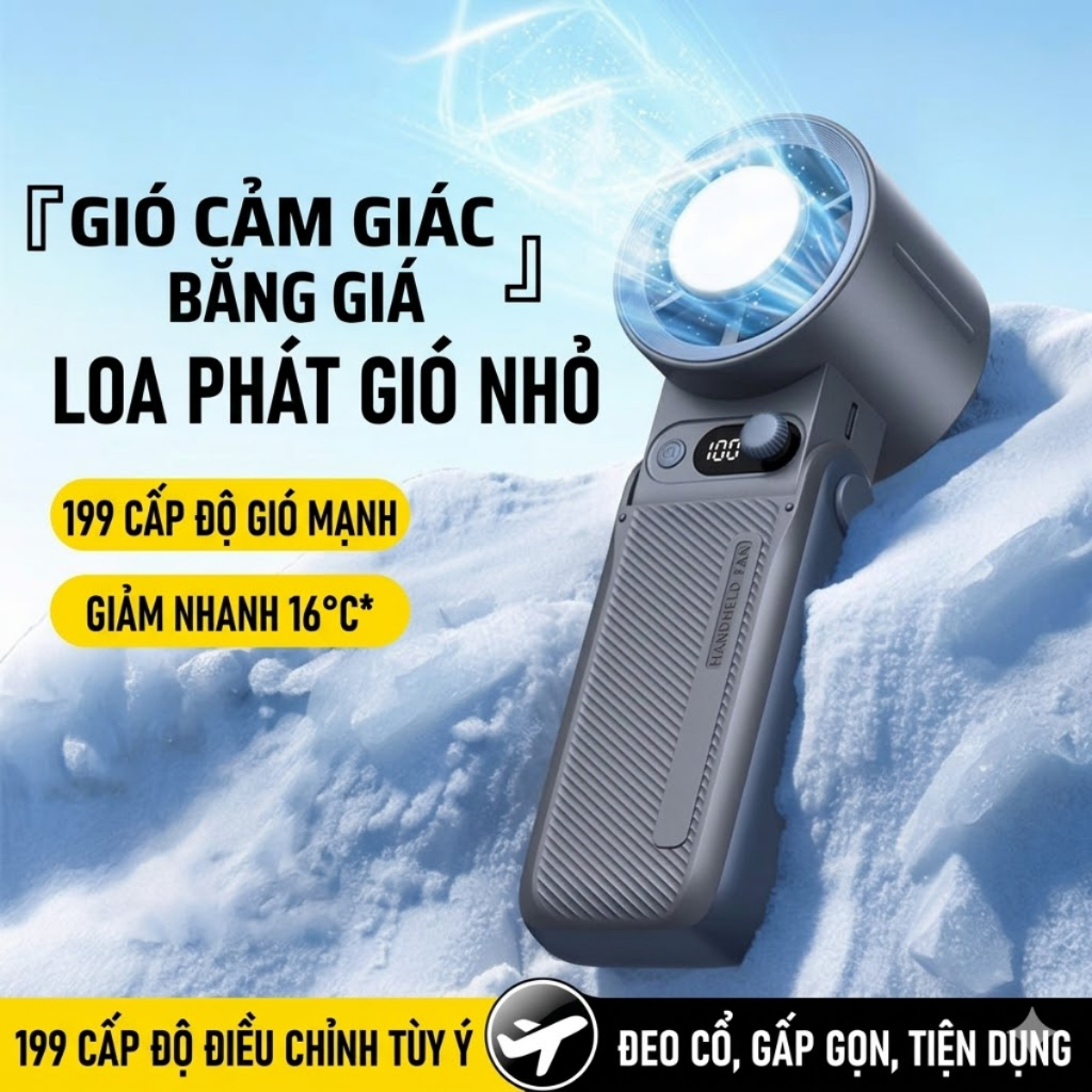[TTT] Quạt Mini Cầm Tay 199 Tốc Độ Gió Mini Quạt Di Động Có Dây Đeo, Tốc Độ Gió, Gấp Gọn Tiện Lợi | BigBuy360 - bigbuy360.vn