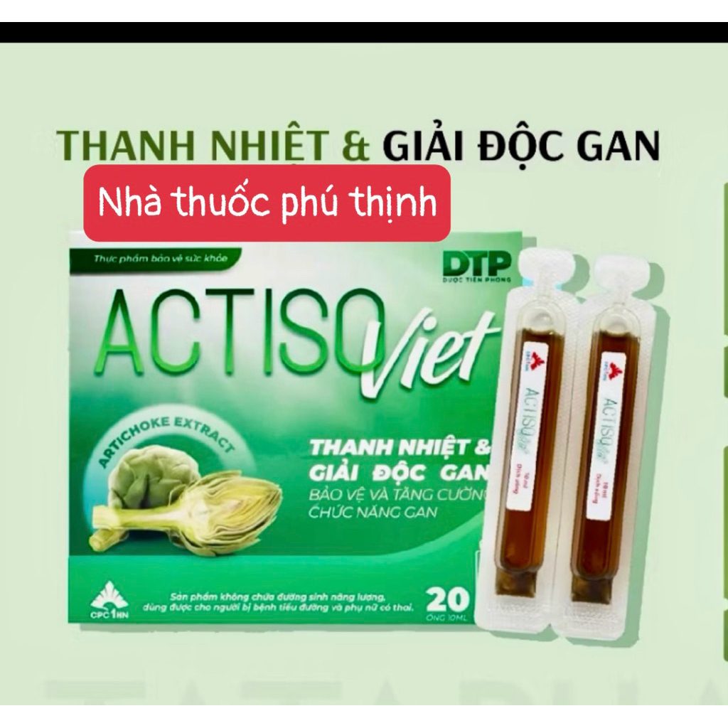 ✅[Chính hãng] actiso việt hỗ trợ mát gan thanh nhiệt, hộp 20 ống -loại k chứa đường tốt cho sức khỏe