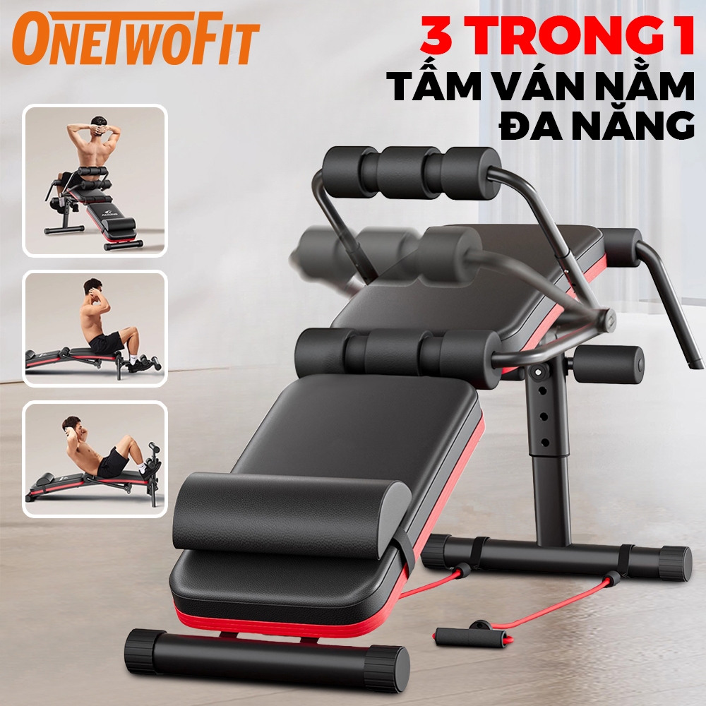 OneTwoFit Dụng Cụ Tập Bụng 3 Trong 1, Máy Tập Cơ Bụng Toàn Thân, Ghế Tập Gym Đa Năng Tại Nhà