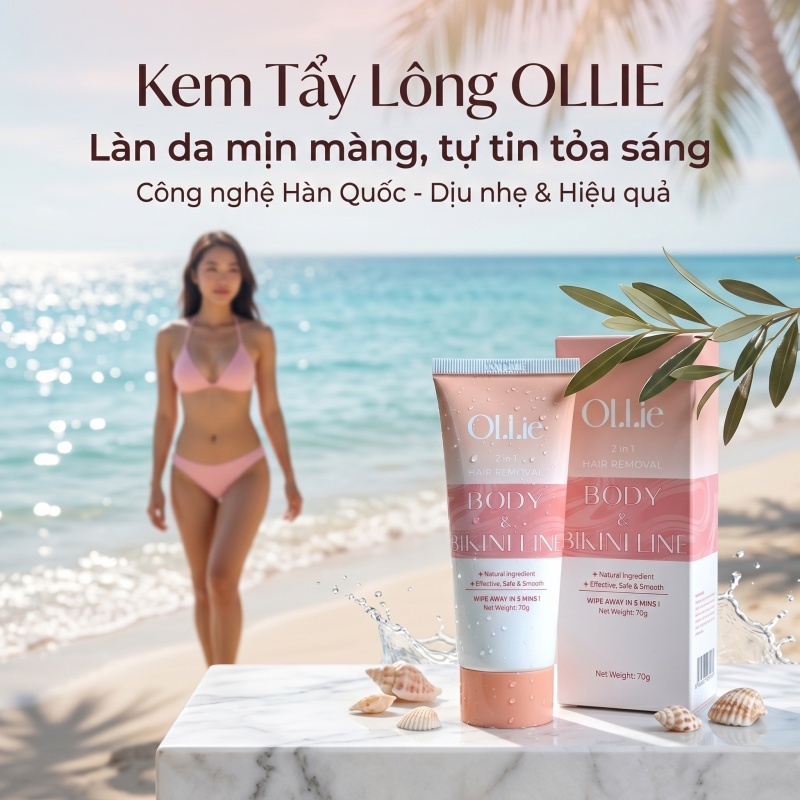 Kem tẩy lông Ollie tẩy vùng kín, nách, tay, chân , an toàn không đau rát, phù hợp mọi loại da