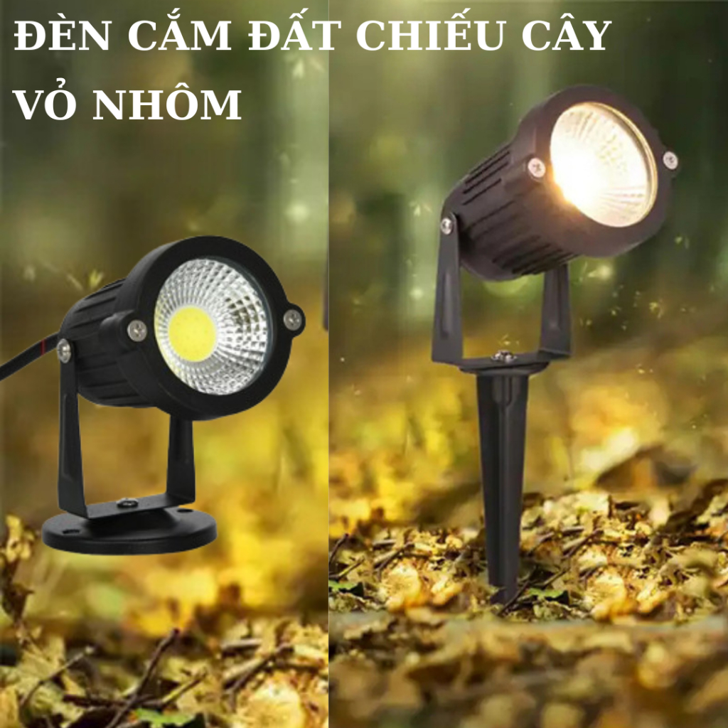 Đèn rọi cắm đất chiếu cây cảnh sân vườn tiểu cảnh vỏ nhôm chống nước ngoài trời led cob ip65 sm