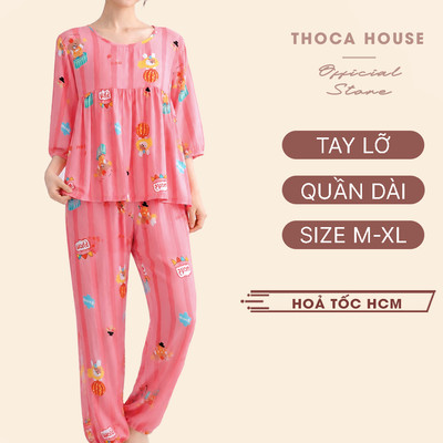 [MÀU ĐỘC QUYỀN] Đồ bộ tole lanh nữ tay lở phồng 40-65kg THOCA HOUSE họa tiết siêu hot vải mịn mát