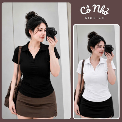 Áo Thun Nữ Bigsize Cổ Polo Basic Phom Vải Borip Co Giãn Thoải Tôn Dáng Dễ Thương Style Cá Tính Sành Điệu  ACB