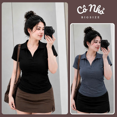 Áo Cổ Bẻ Tay Ngắn Dáng Áo Polo Nữ Có Bigsize Phom Ôm Màu Màu Basic Thanh Lịch ACB
