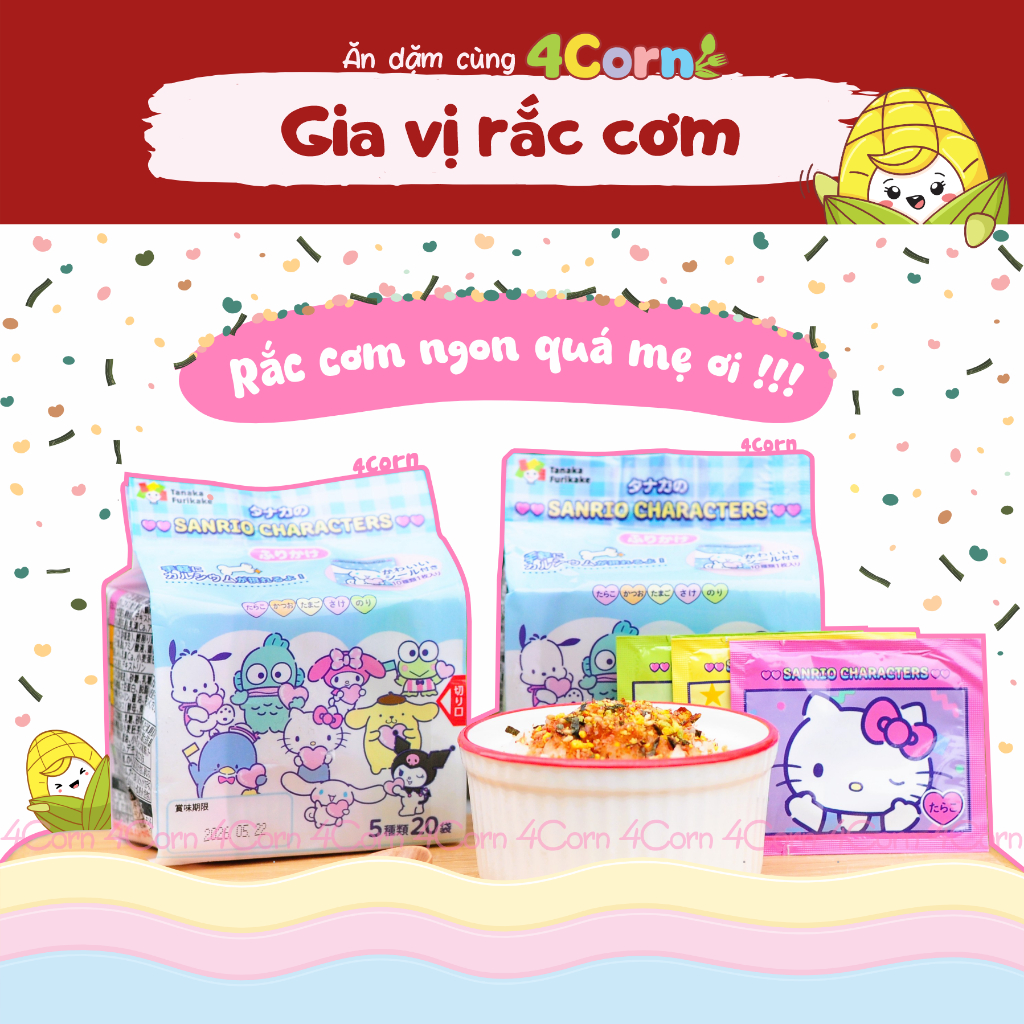 Gia vị rắc cơm Hello Kitty - Santoni Nhật - Cho bé 12m+