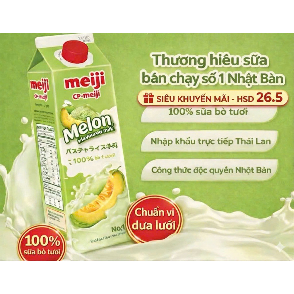 Sữa thanh trùng - Meiji dưa lưới - Sale