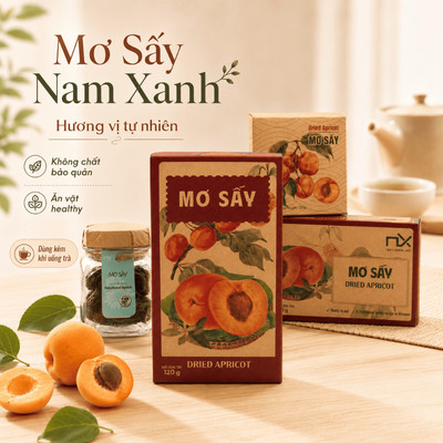 Hộp Trái Cây Sấy Ăn Vặt Nam Xanh, Mơ Sấy Dẻo, Mơ Tây Bắc Tách Nước, Ăn Vặt Healthy, Hộp Giấy