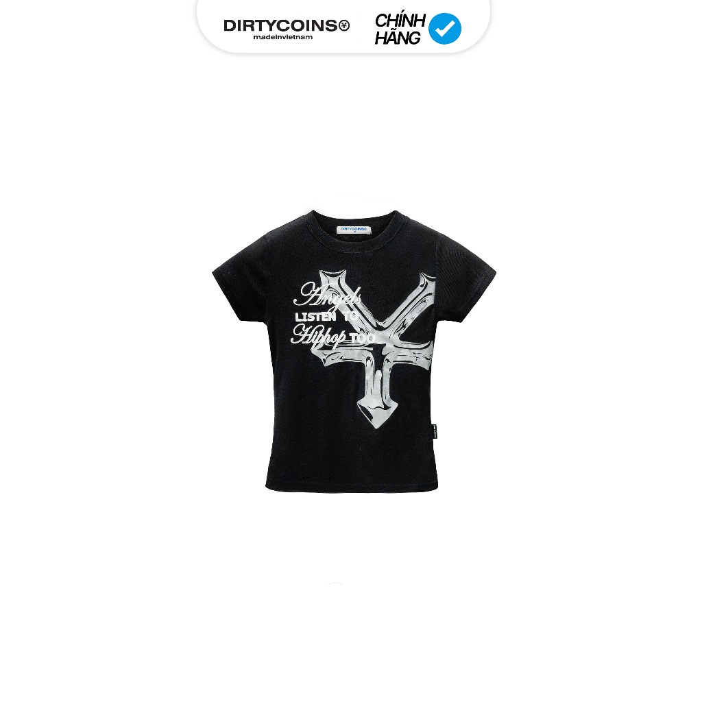 Áo thun DirtyCoins Fitted Baby Tee Dico Hiphop Angels Black
