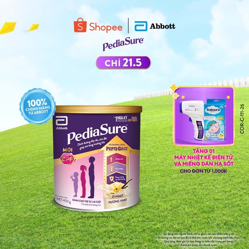 1 lon PediaSure 1-10 tuổi dạng bột hương Vani 380g