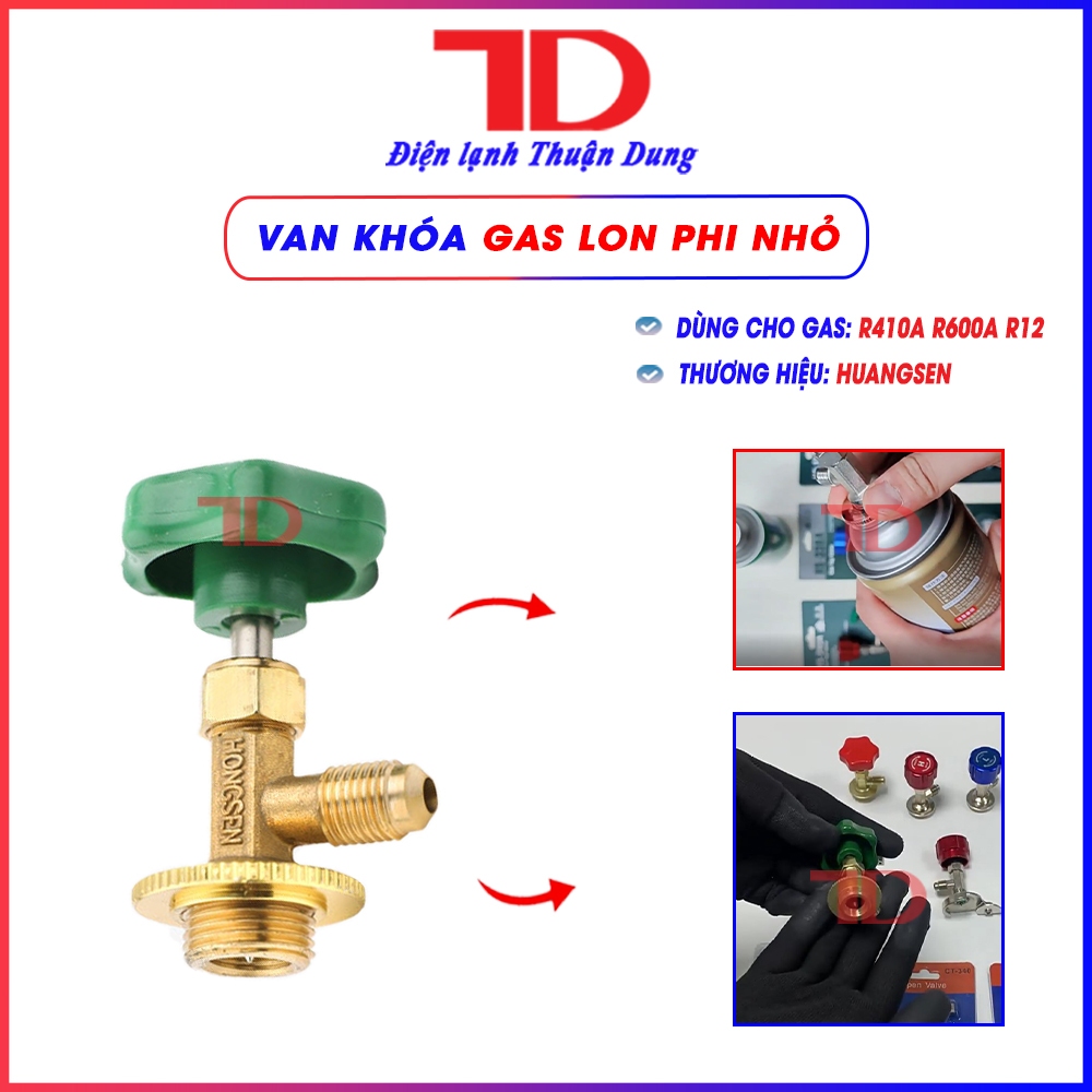 Van gas lạnh Lon R410A R600A R12 Huangsen dùng nạp gas hệ thống lạnh tương thích dàn nóng Gas R32  0