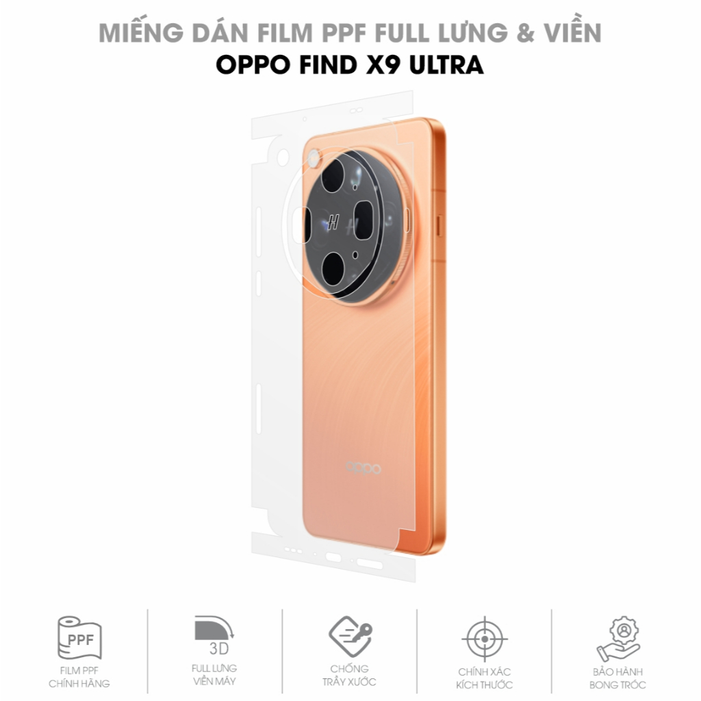 Miếng Dán Film PPF Oppo Find X8, Oppo Find X9 Series Full Lưng Viền | Film PPF Chống Trầy Xước Bảo V