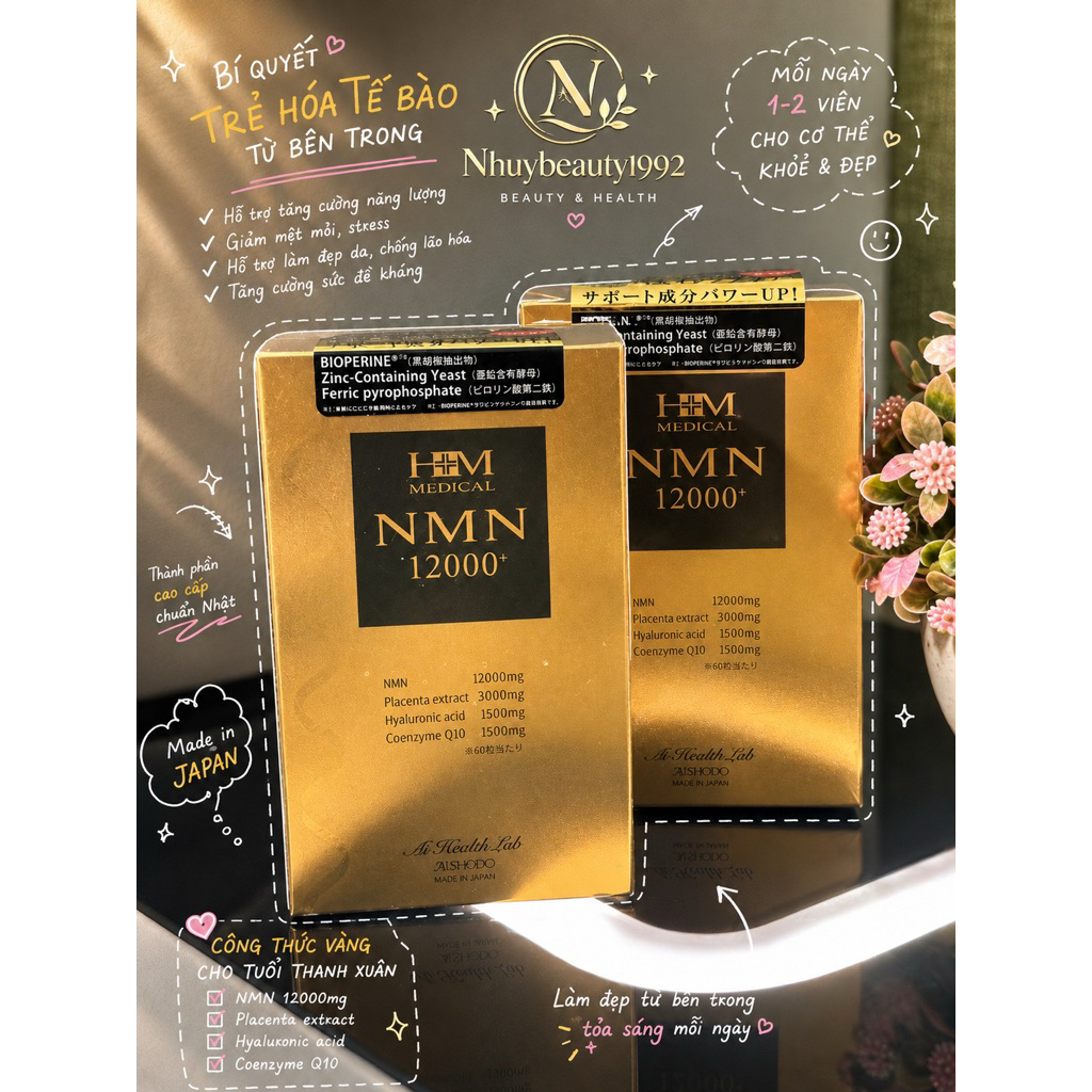 Viên uống NMN 12000+ AI Health Lab AISHODO date 2028
