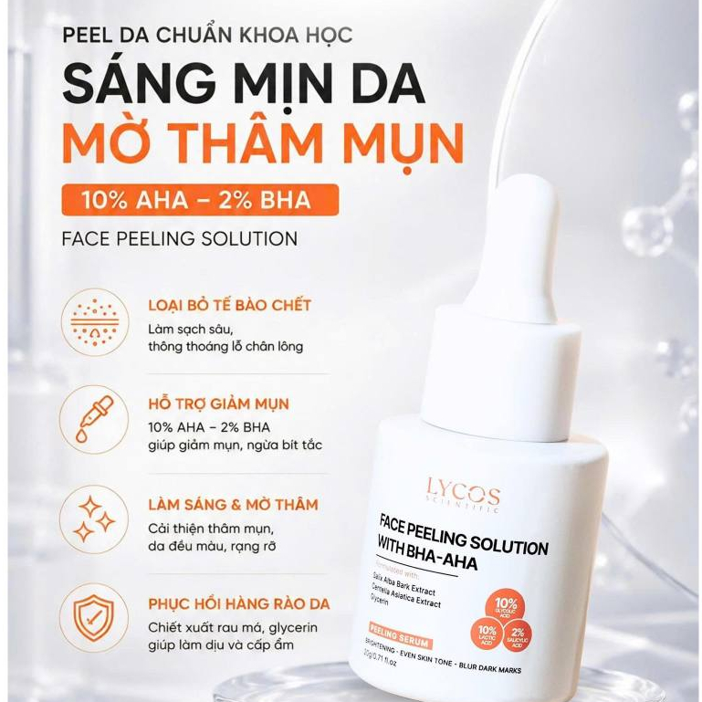 Tinh chất peeling Lycos (𝟏𝟎%𝐀𝐇𝐀 – 𝟐%𝐁𝐇𝐀)