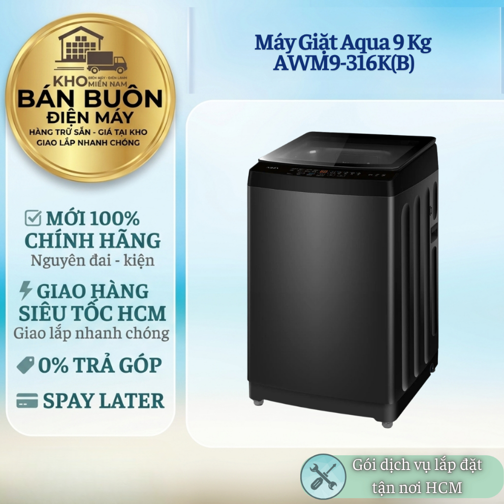 AWM9-316K(B) - Máy giặt Aqua 9 kg - Hàng chính hãng AWM9-316K(B)