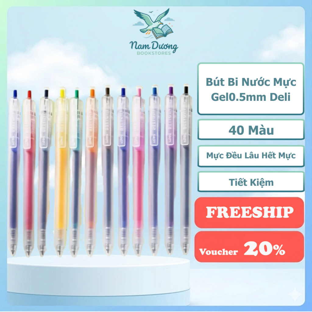 [24 MÀU MỚI NHẤT - EG118]Bút Bi Nước Mực Gel Bấm Nhiều Màu Nhanh Khô 0.5mm Deli,Mực Đều Lâu Hết Mực