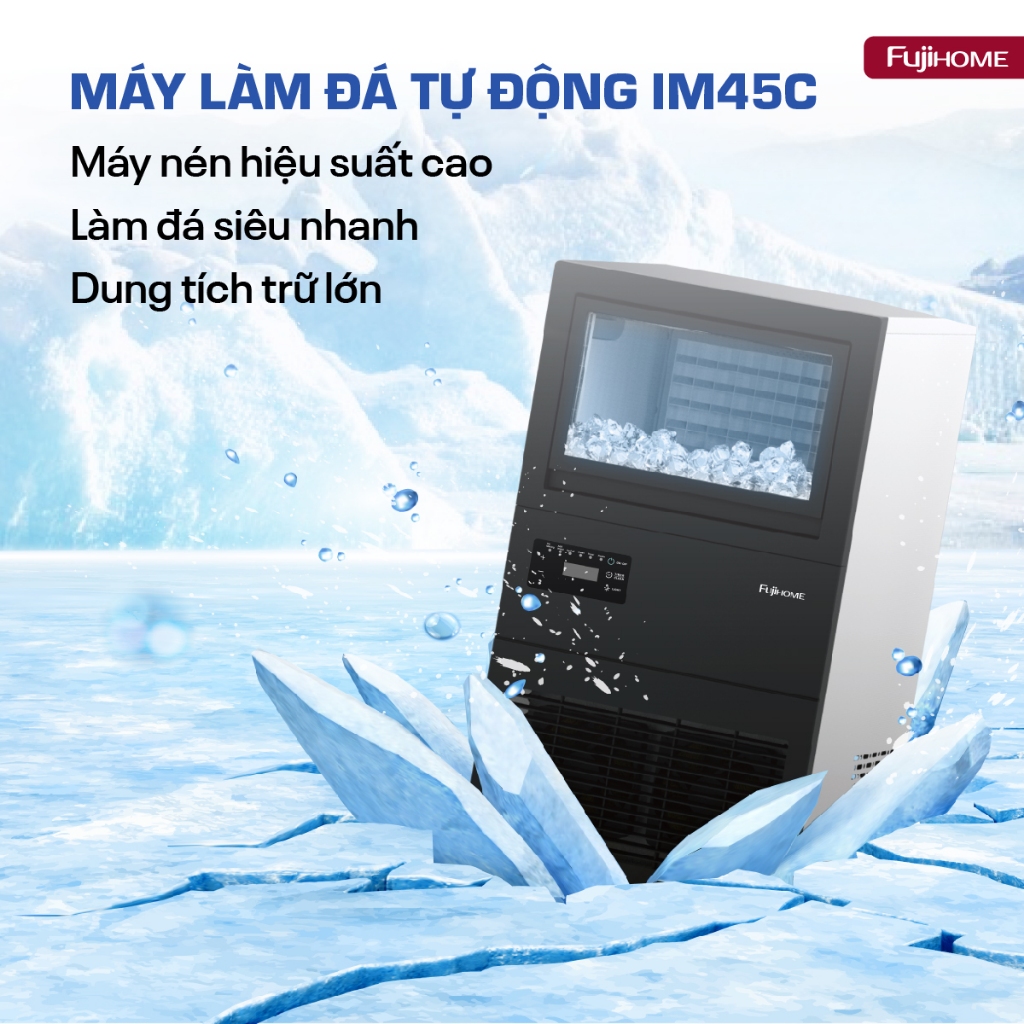 Máy làm đá viên sạch 40KG/ngày kèm lọc nước UF Fujihome IM45C