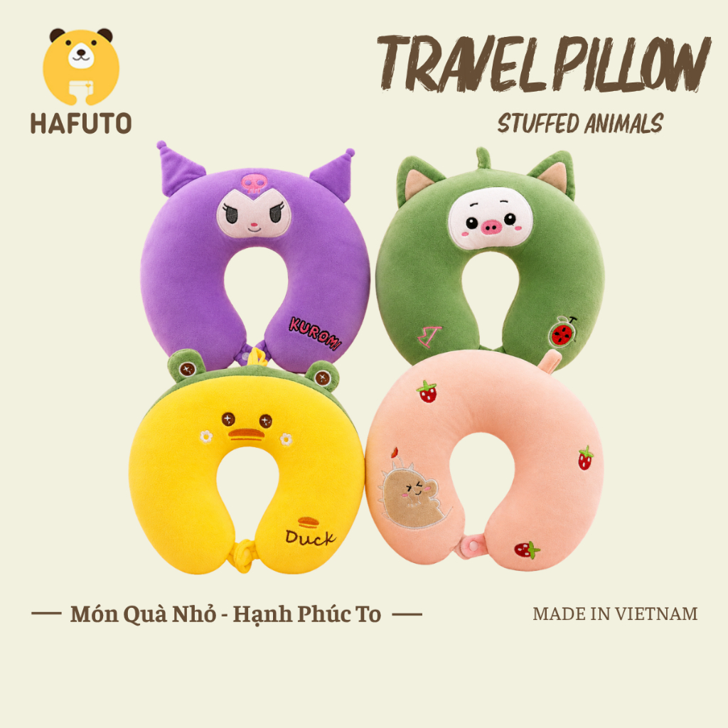 Gối Cổ Đáng Yêu, Gối Kê Đầu Cao Cấp Hafuto,-Nhân Vật Hoạt Hình Siêu Cute