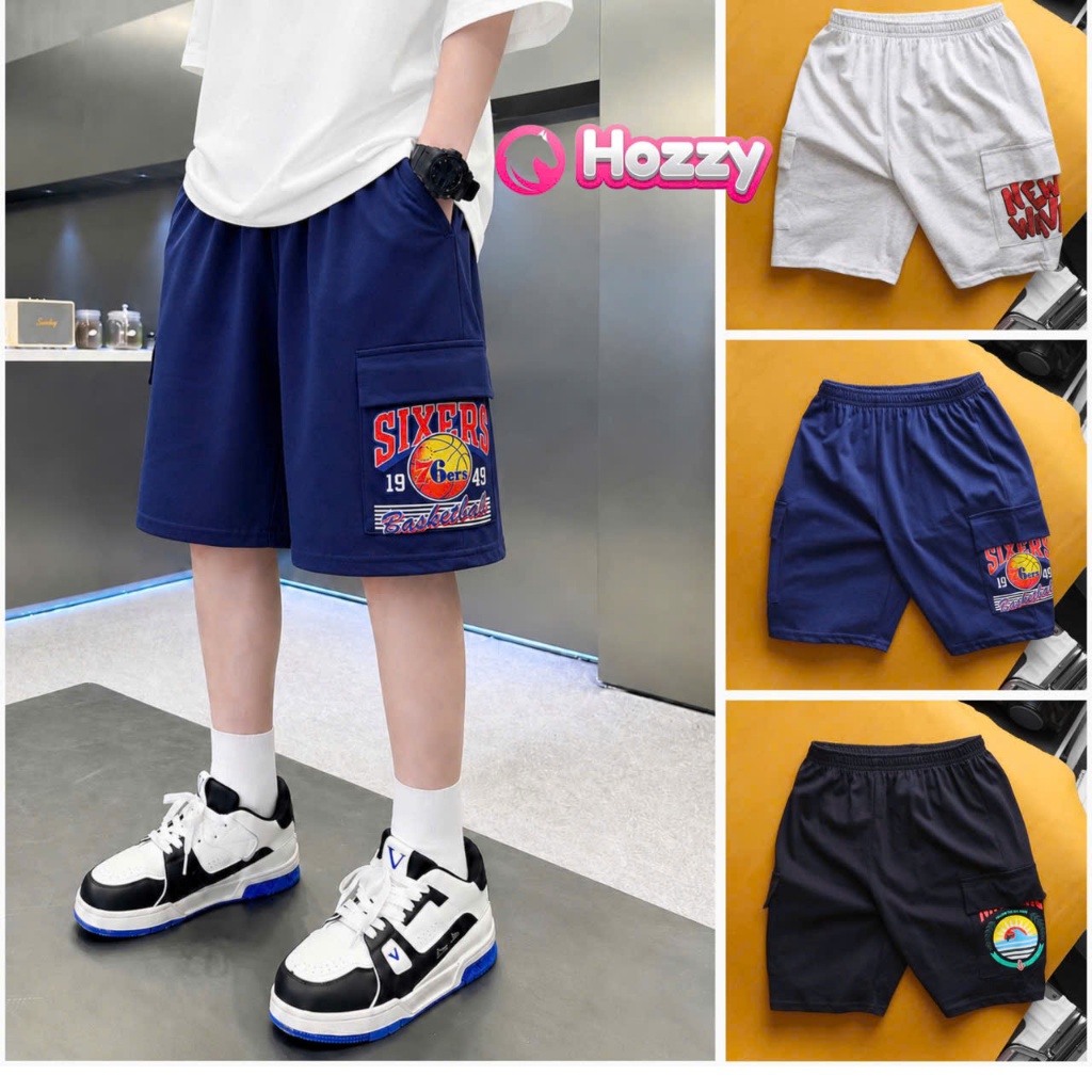 (23-57kg) Quần đùi cotton bé trai size đại Hozzy vải xuất dư 100% cotton mềm mát