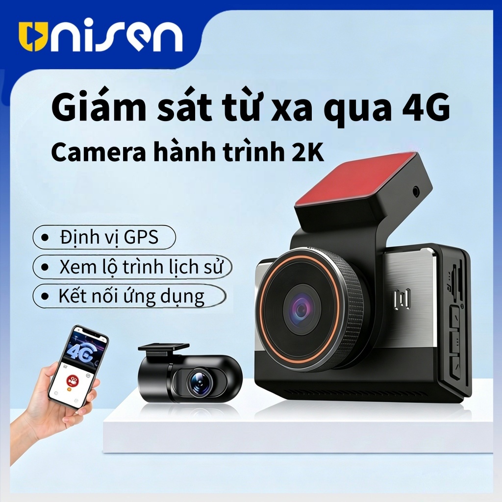 Unisen P83 Camera hành trình ô tô GPS WiFi 4G 2.5K Dual Vision  Ghi hình vòng lặp 24 giờ
